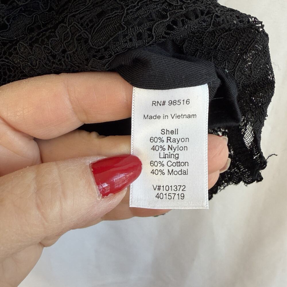Coldwater Creek Women's Black Lace Overlay Blouse Top L/14 Date Night Event - Picture 7 of 8